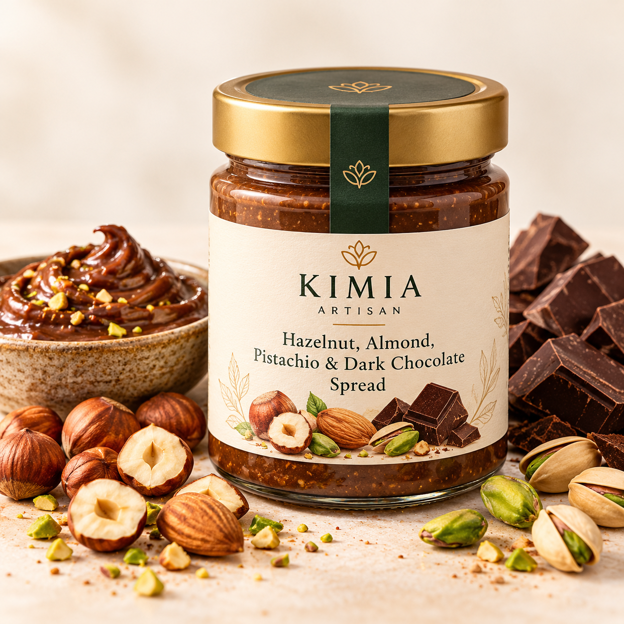 Hazelnut, Almond, Pistachio & Chocolate Spread